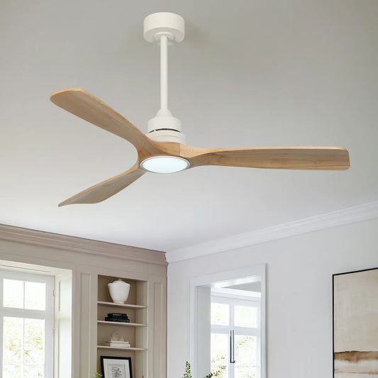 Karlena 52'' Modern Farmhouse Dimmable Ceiling Fan with LED Lights and Remote Control 3 Colors 6 Speeds Reversible Noiseless DC Motor