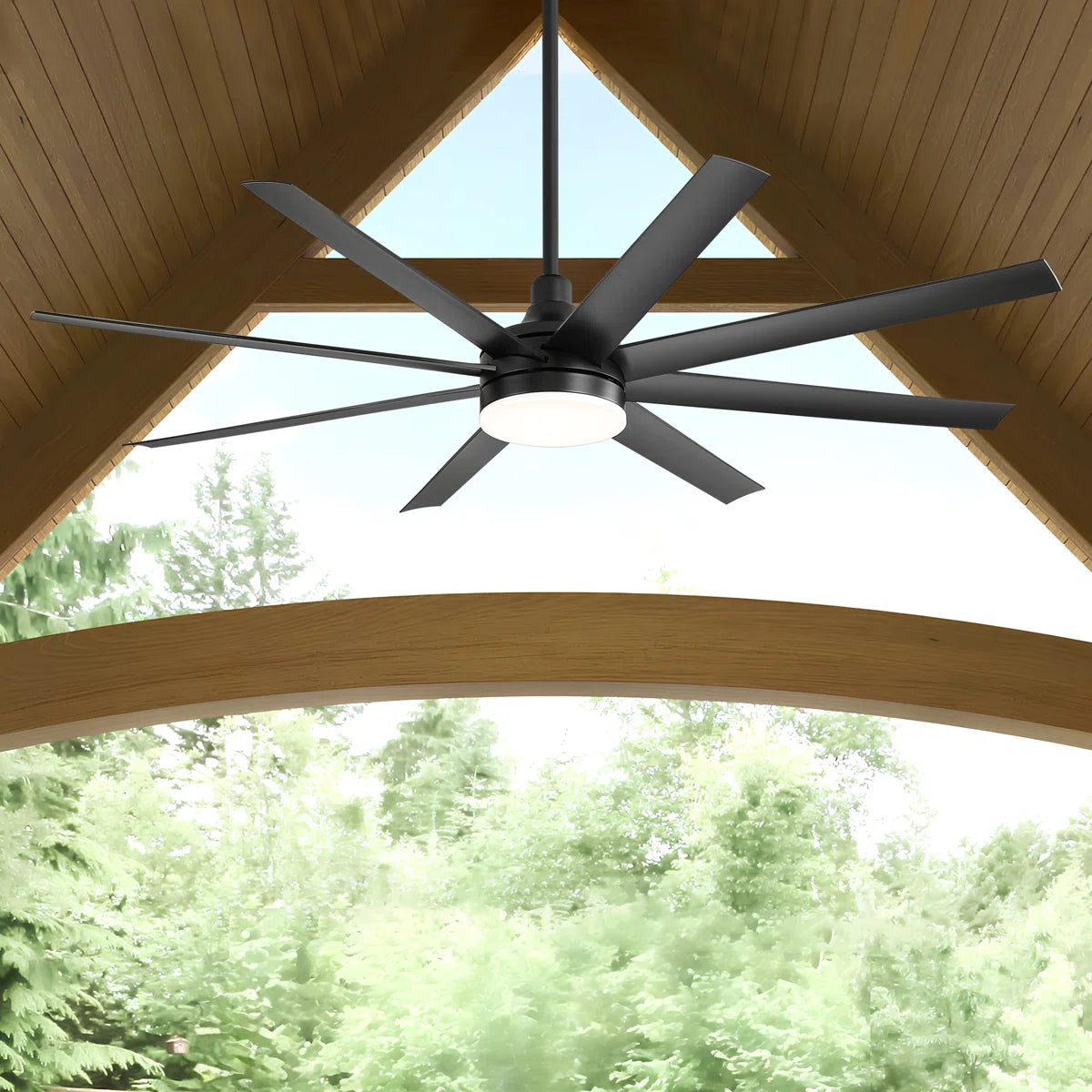 Jamii-Leigh 65/72/84 inch Large Indoor/Covered Outdoor Modern Ceiling Fan with Led Lights and Remote, 6-Speed, Reversible Quiet DC Motor, Timer, 8-ABS-Blade