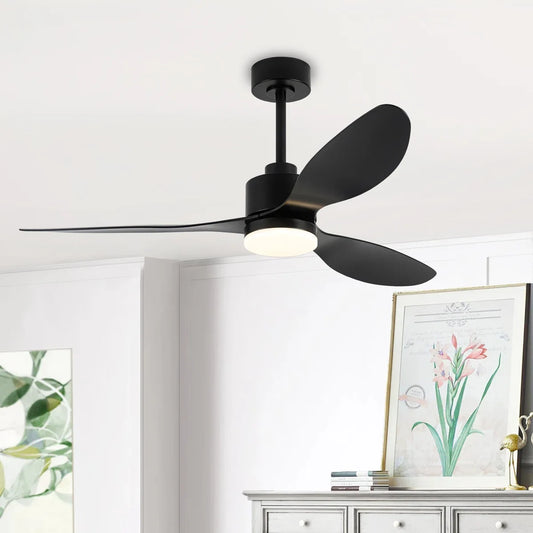 Loritta 52'' 3 - Blade Large Indooor Ceiling Fan With Light Kit and Remote, 3 LED Colors, 6 Speed Noiseless DC Motor, Timer