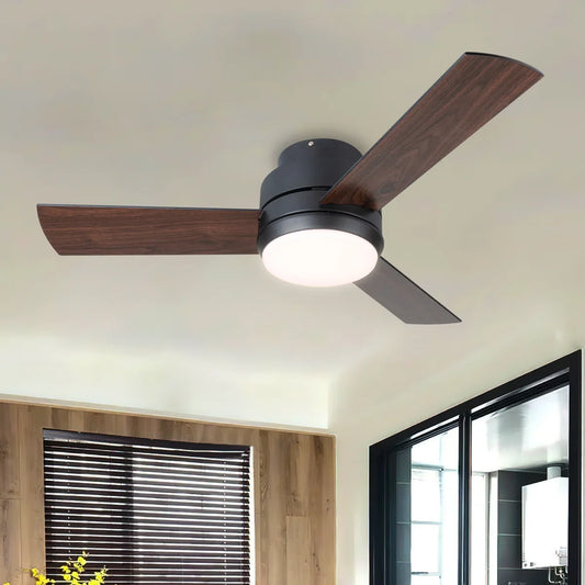 Arielmarie 42'' 3 - Blade Large Indooor Ceiling Fan With Light Kit and Remote, 3 LED Colors, 6 Speed Noiseless DC Motor, Timer