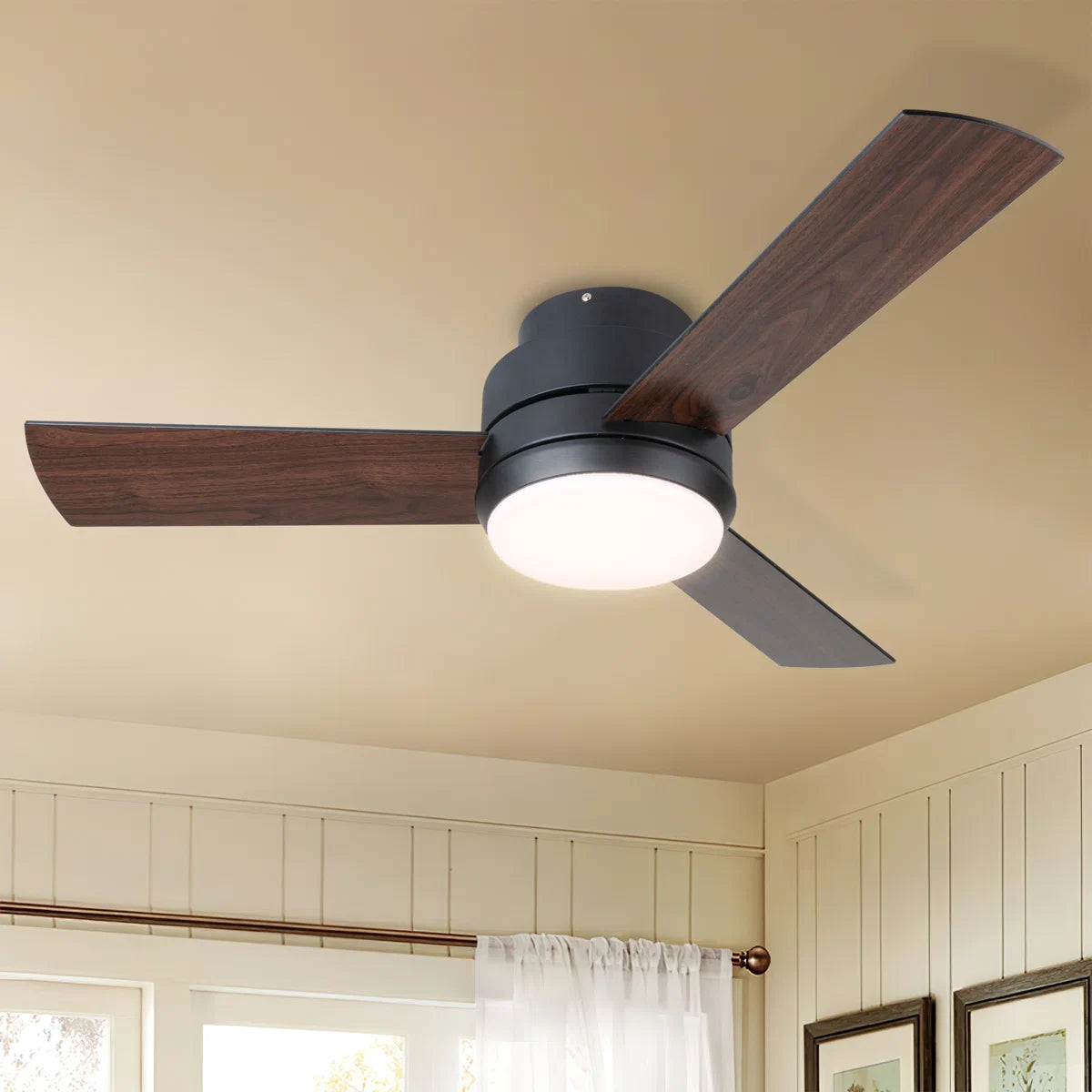 Arielmarie 42'' 3 - Blade Large Indooor Ceiling Fan With Light Kit and Remote, 3 LED Colors, 6 Speed Noiseless DC Motor, Timer