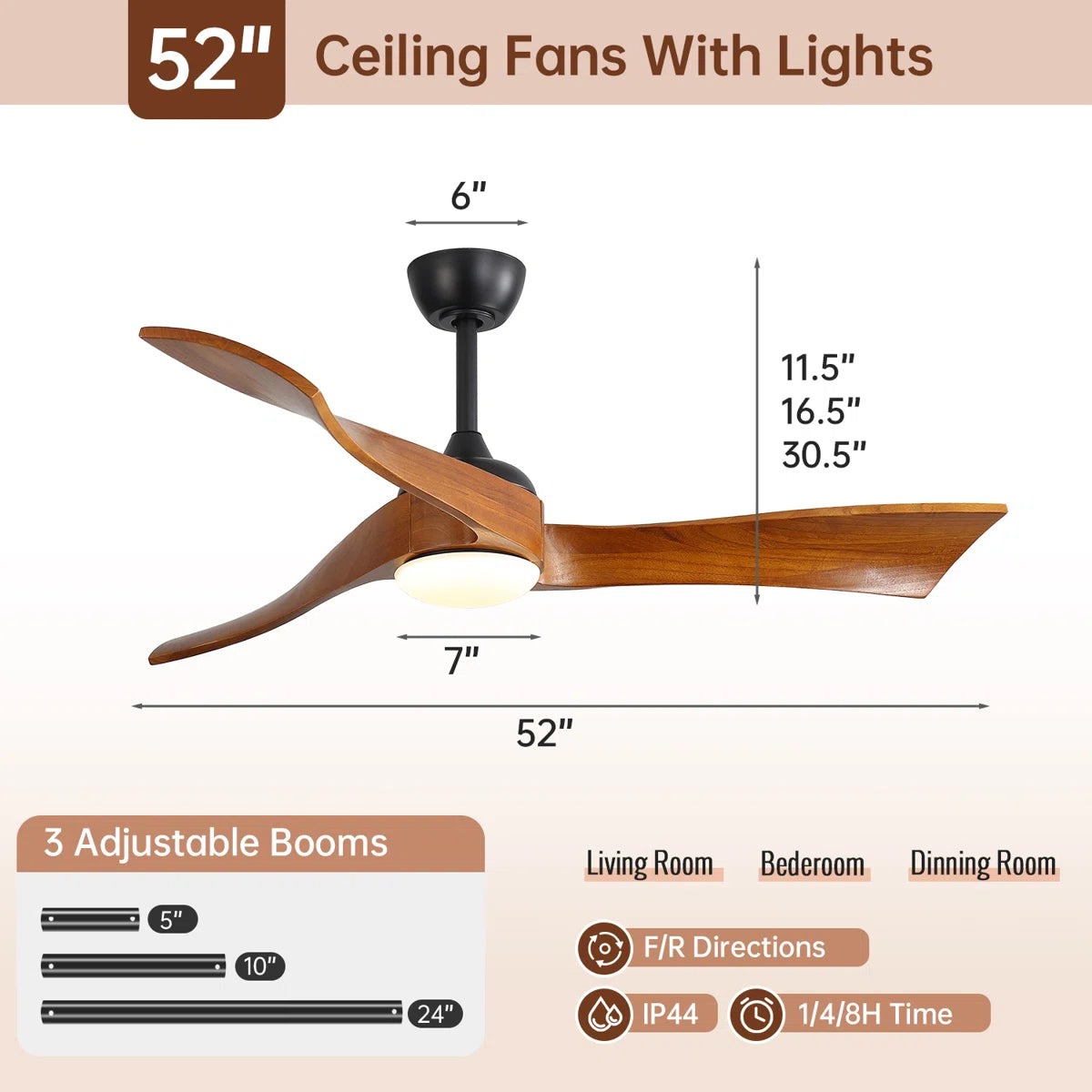 Kemp 52'' 3 - Blade Classic Propeller Ceiling Fan with Remote Control and LED Light Kit Included