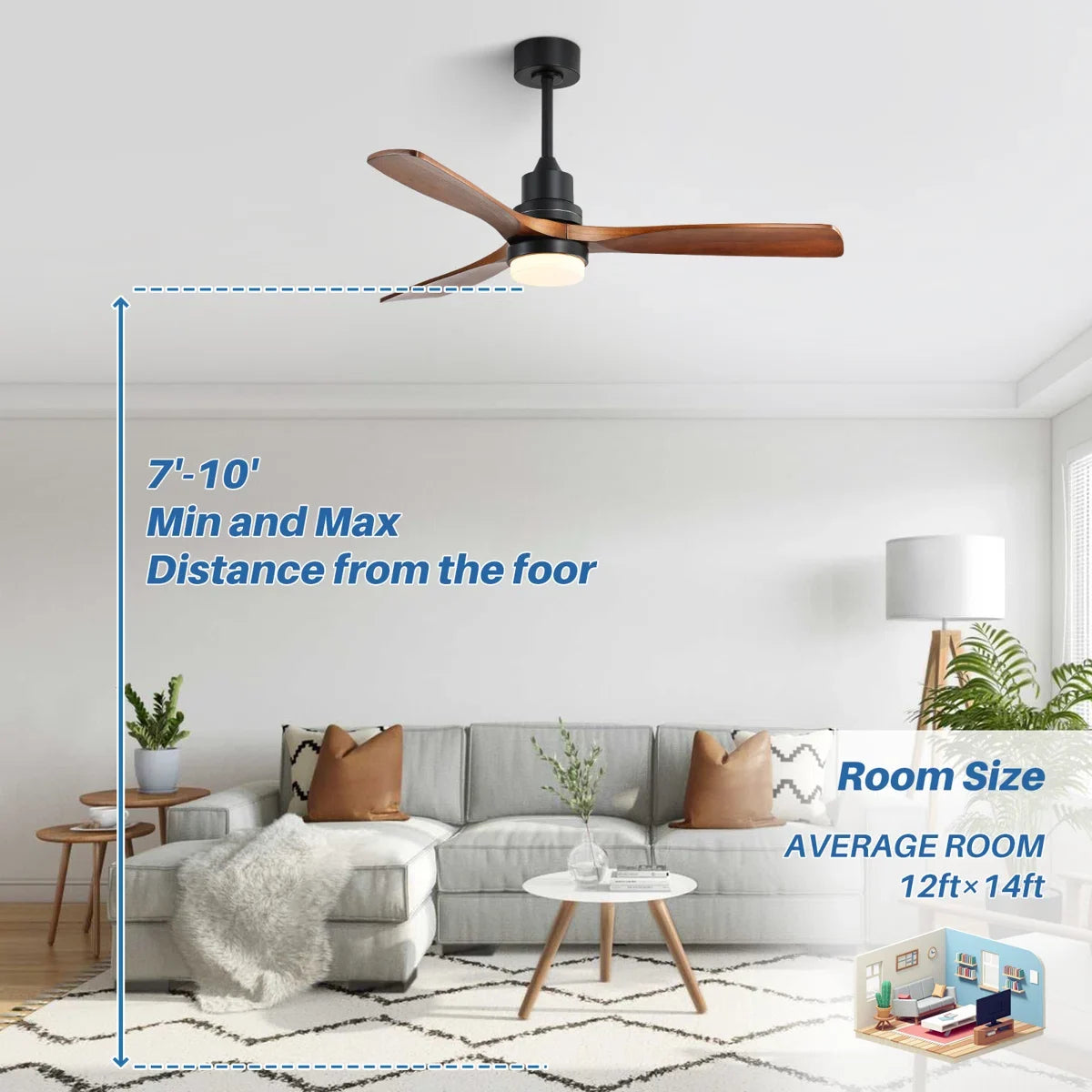 Nicola 52'' 3 - Blade Modern Ceiling Fan with Remote Control and Light Kit