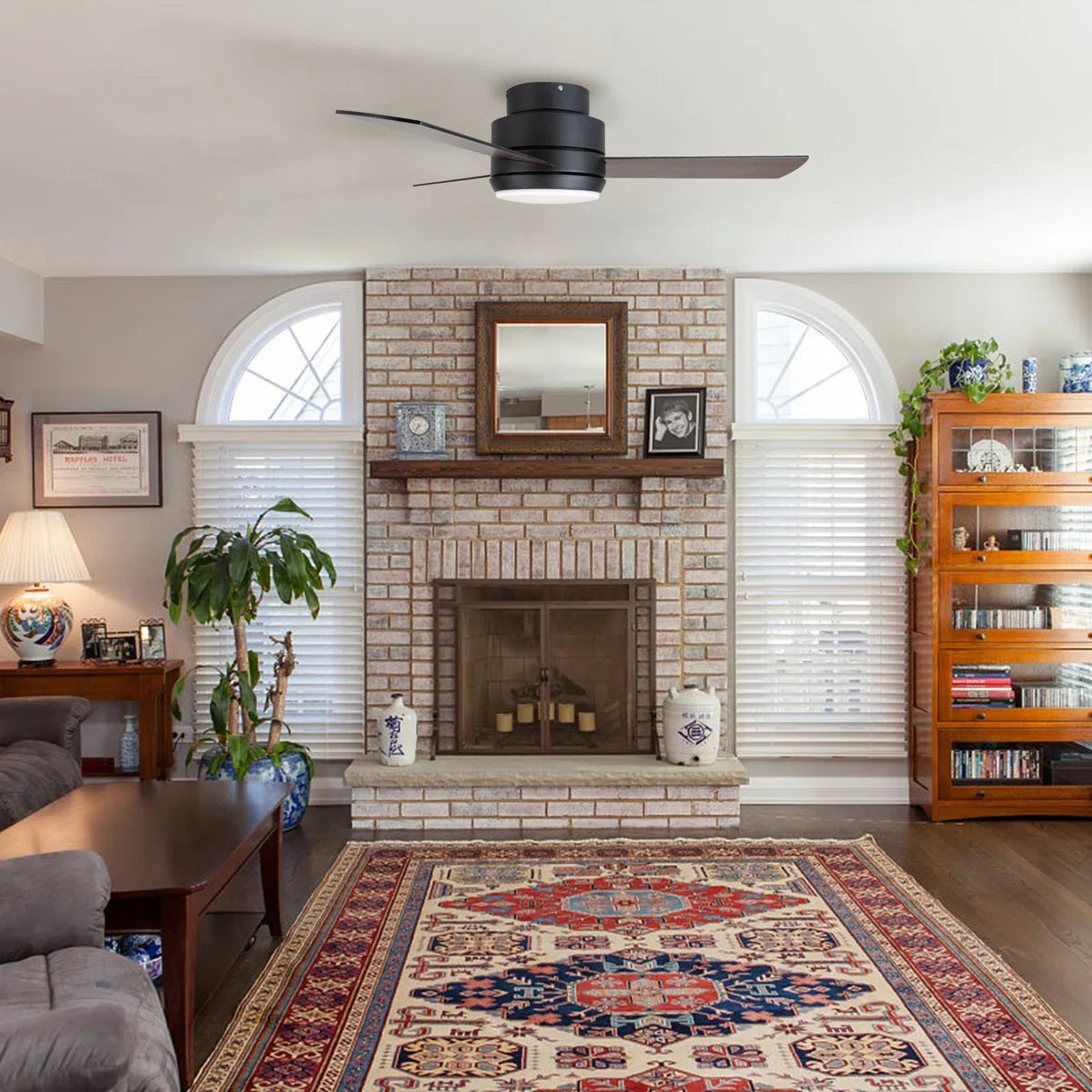 Arielmarie 42'' 3 - Blade Large Indooor Ceiling Fan With Light Kit and Remote, 3 LED Colors, 6 Speed Noiseless DC Motor, Timer