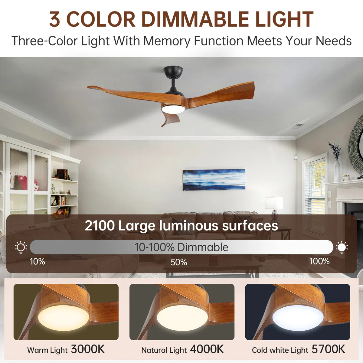 Kemp 52'' 3 - Blade Classic Propeller Ceiling Fan with Remote Control and LED Light Kit Included